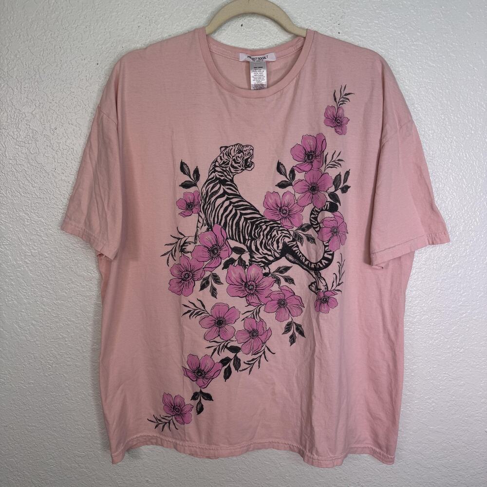 Project Social T Pink Tiger & Floral Short Sleeve Tee